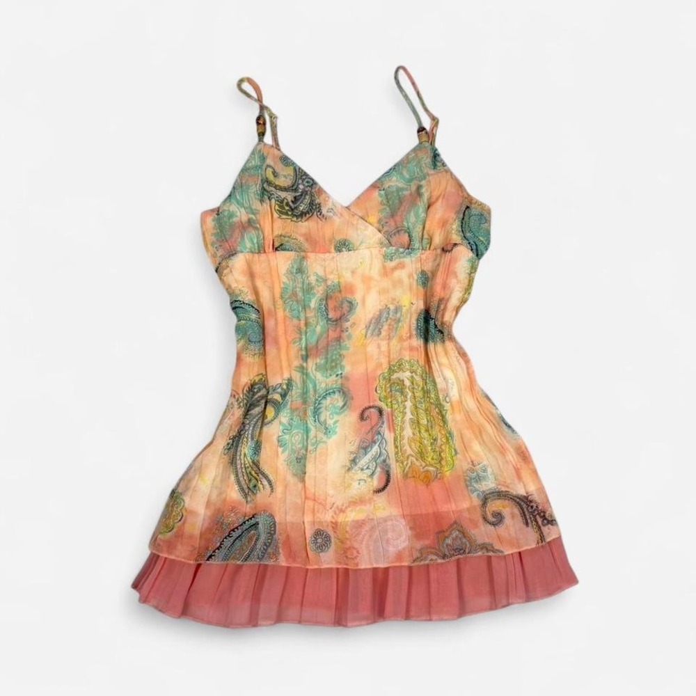 Vintage y2k Jordache multicolour paisley fairy boho babydoll tank top blouse